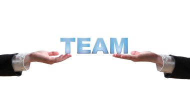 El ve kelime Team - (beyaz arka plan üzerinde izole iş kavramı)