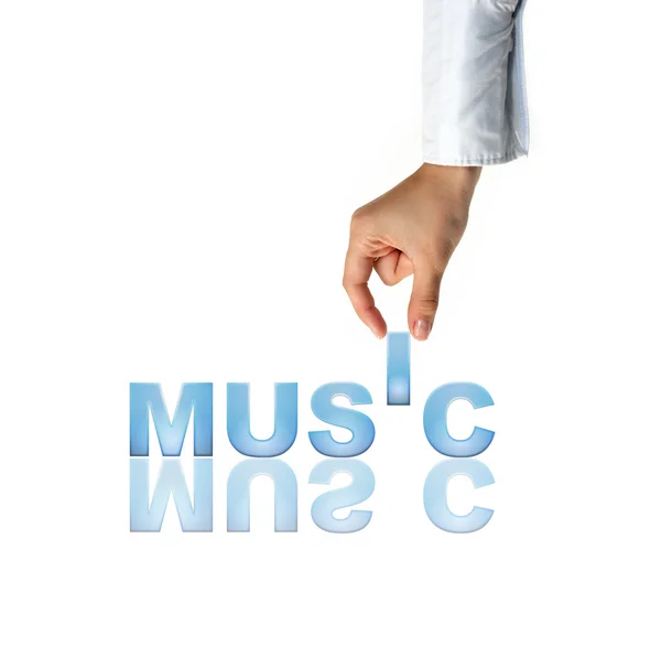 Hand and word Music - concept (isolated on white background) — Stock Photo, Image