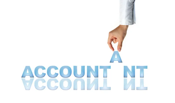 Hand en word Accountant - bedrijfsconcept (geïsoleerd op witte achtergrond) — Stockfoto