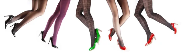 Woman's Legs Wearing Pantyhose and High Heels — Stock Photo, Image