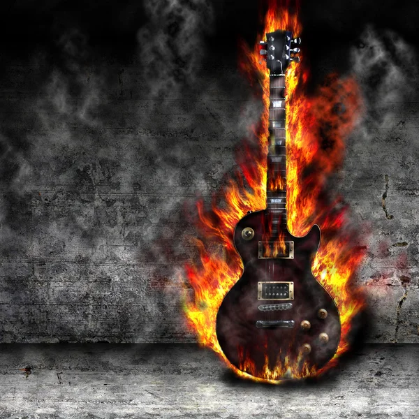 La guitarra ardiente — Foto de Stock