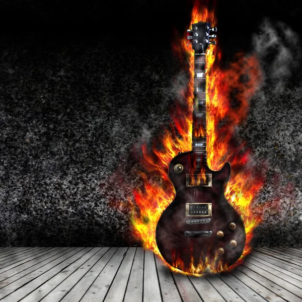 La guitarra ardiente — Foto de Stock