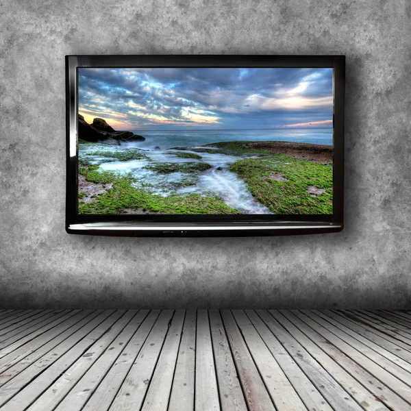 Plasma TV on the wall of the room — Stock Photo, Image