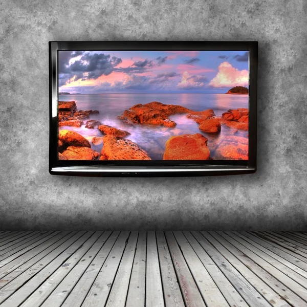 Plasma TV on the wall of the room — Stock Photo, Image