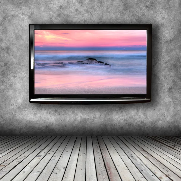 Plasma TV on the wall of the room — Stock Photo, Image