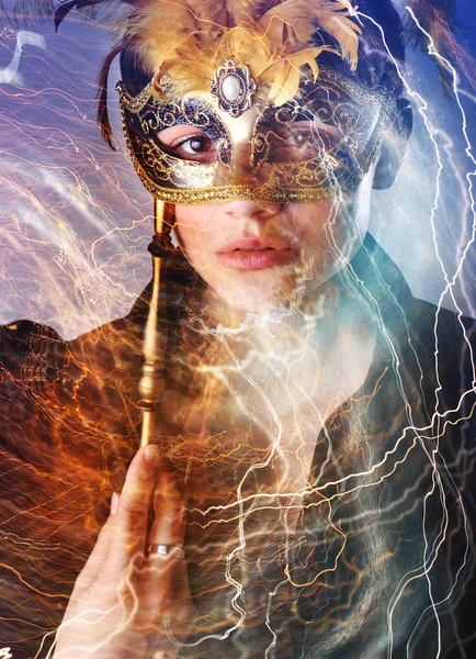 Elegant girl with a wonderful mask — Stock Photo, Image