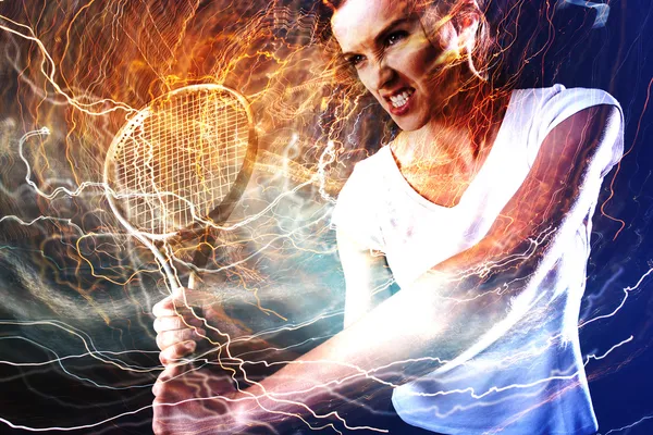 Tennisspieler mit Blitz — Stockfoto