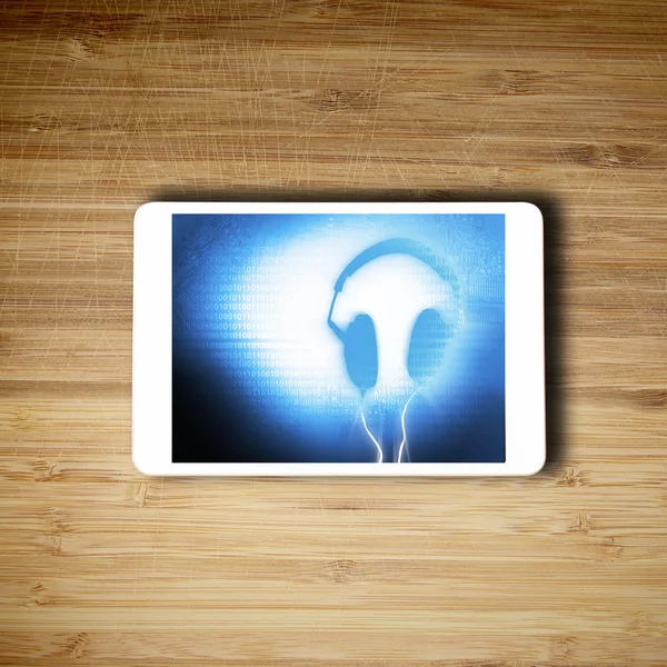 Conceito de música Tablet com tela — Fotografia de Stock