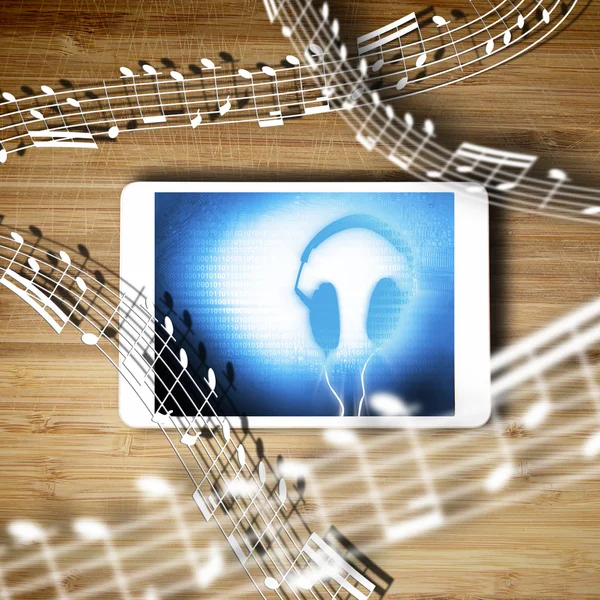 Concepto de música de tableta con pantalla —  Fotos de Stock