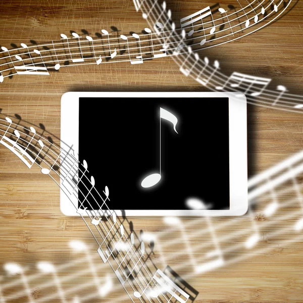 Concetto musicale Tablet con schermo — Foto Stock
