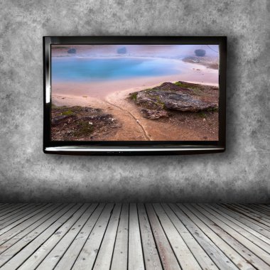 plazma tv duvardaki odadan