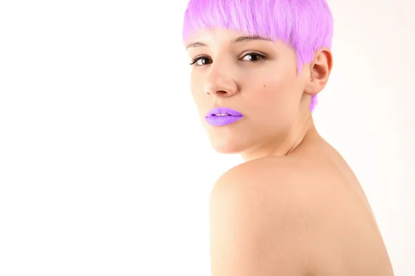 Pink Hair Girl Portrait — Stock Photo, Image