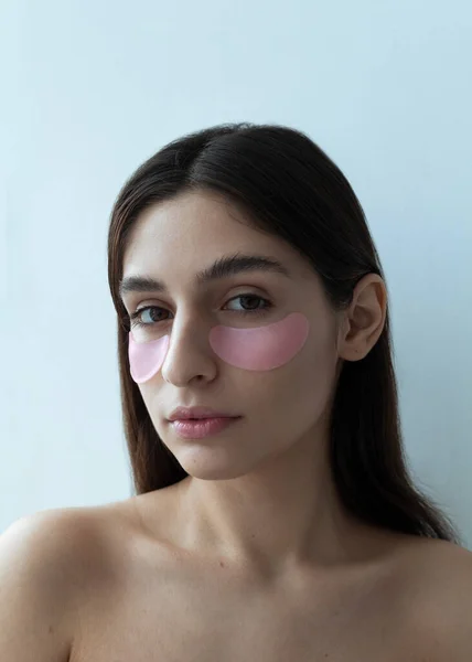 Portrait Girl Pink Eye Patches — Stock Photo, Image