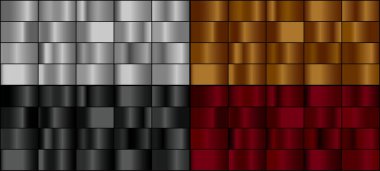 Renkli metal gradyan vektör kümesi.