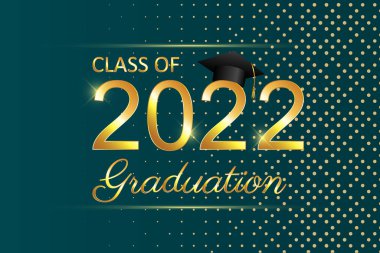 Kart, davet veya afiş için 2022 mezuniyet metin tasarımı sınıfı