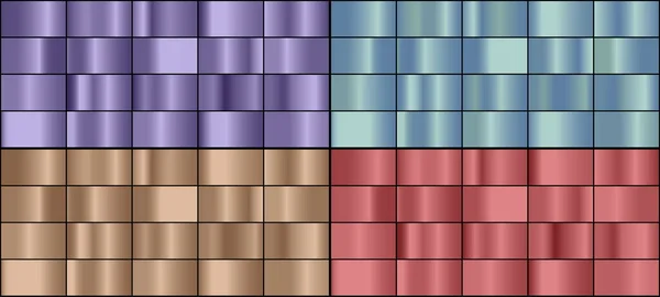 Ensemble Vectoriel Dégradés Métalliques Colorés — Image vectorielle