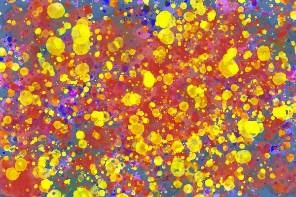 Renkli suluboya lekeler ve gri bir arkaplanda sıçramalar.