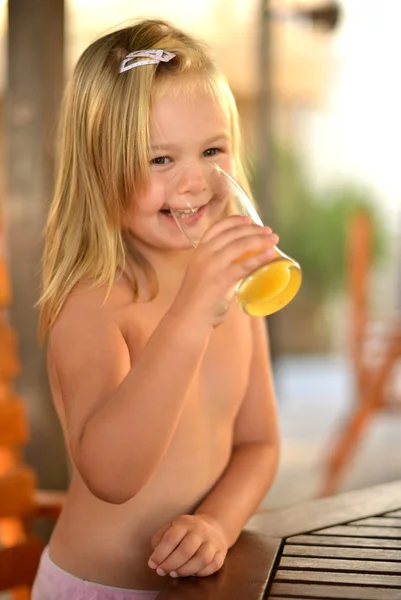 Little girl having breakfast — Stock Photo, Image