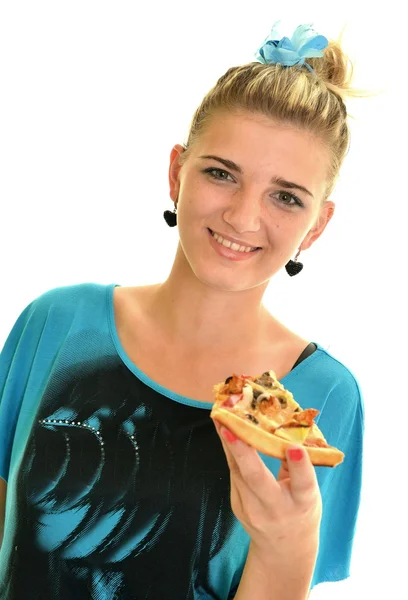 Sexy girl eating pizza — Stock Photo, Image