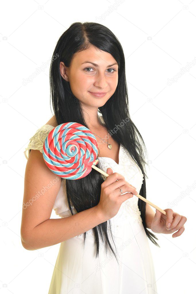 with lollipop candy isolated on white background — stock photo