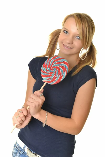 Menina segurando pirulito — Fotografia de Stock