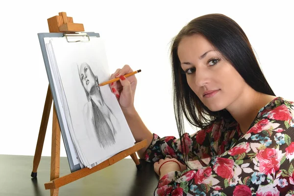 Beautiful woman painting — Stock Photo, Image