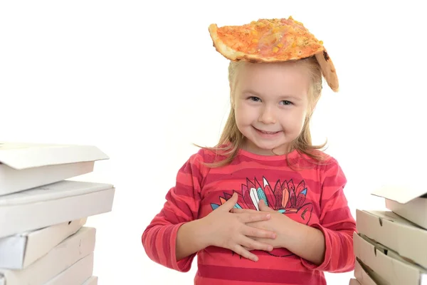 Menina comendo pizza — Fotografia de Stock