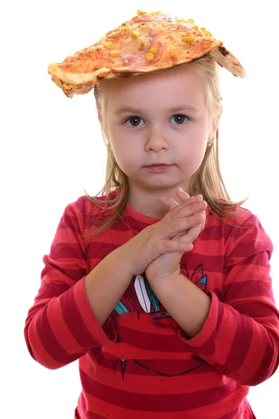 Маленька дівчинка їсть піцу — стокове фото
