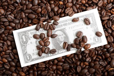 arka plan dolarlarına ve kahve çekirdekleri