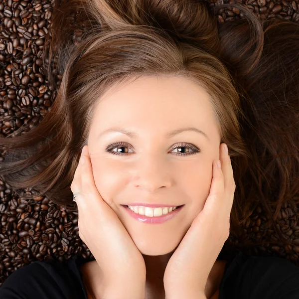 Coffee. Beautiful Girl in Coffee — Stock Photo, Image