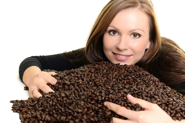 Kaffee. schönes Mädchen im Kaffee — Stockfoto