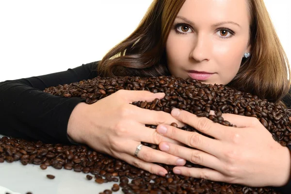 Coffee. Beautiful Girl in Coffee — Stock Photo, Image