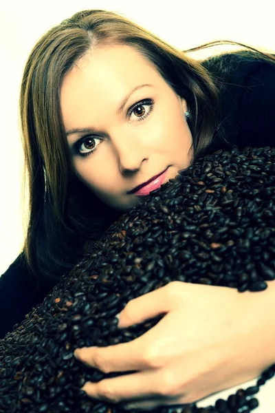 Coffee. Beautiful Girl in Coffee Royalty Free Stock Photos