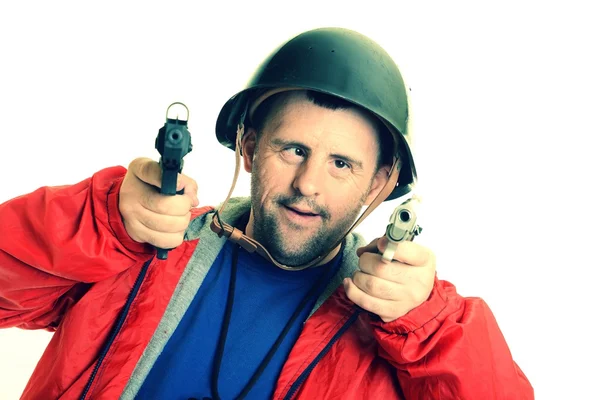 Man with down syndrome soldier — Stock Photo, Image