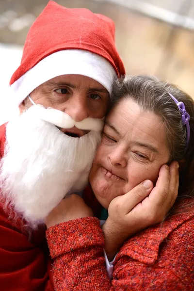 Santa con sindrome di Down — Foto Stock