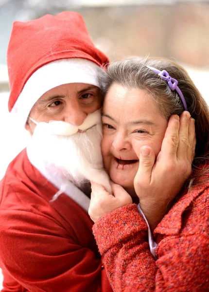 Santa con síndrome de Down —  Fotos de Stock