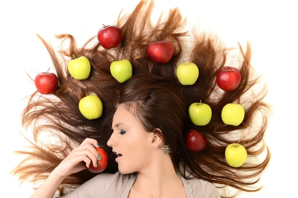 Girl with apples — Stock Photo, Image