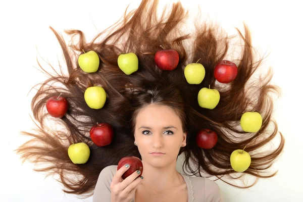 Girl with apples — Stock Photo, Image