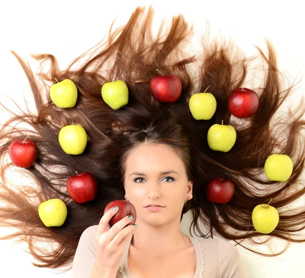 Girl with apples — Stock Photo, Image