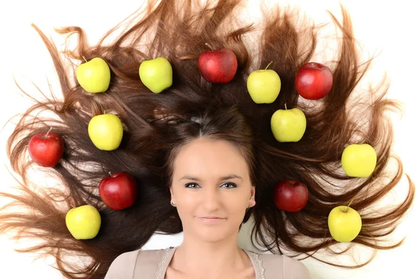 Chica con manzanas —  Fotos de Stock