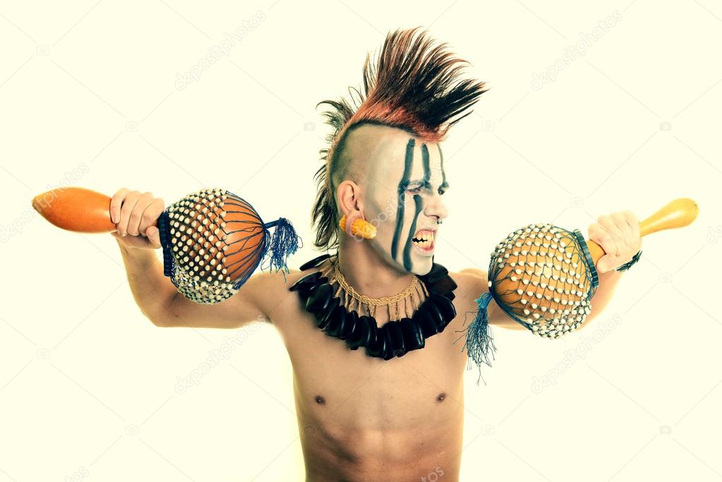 Native Indian with maracas