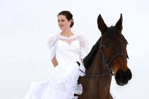Panna młoda z konia — Zdjęcie stockowe