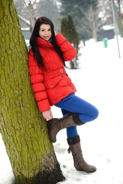 美丽的女孩享受冬天季节 — 图库照片