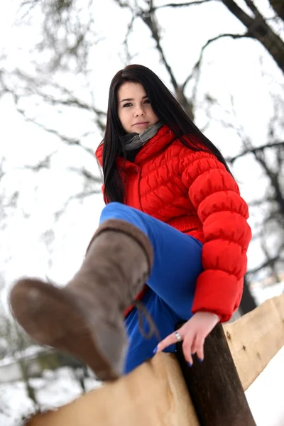 Fiatal nő, közel a kerítés — Stock Fotó