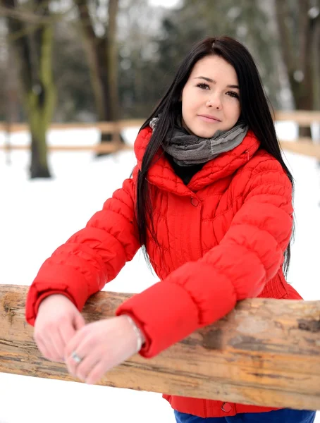 Young woman near the fence — Stock Photo, Image