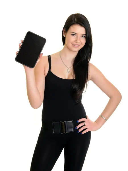 Frau mit Tablet-PC — Stockfoto