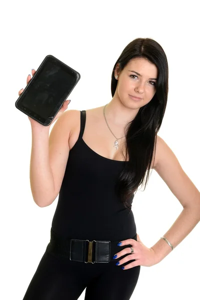 Vrouw met tablet pc-computer — Stockfoto