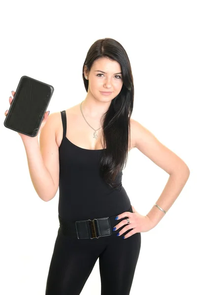 Tablet pc 计算机的女人 — 图库照片