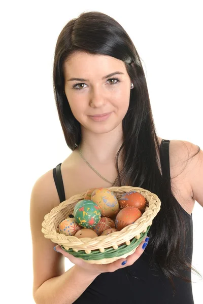 Jeune femme avec oeuf de Pâques — Photo