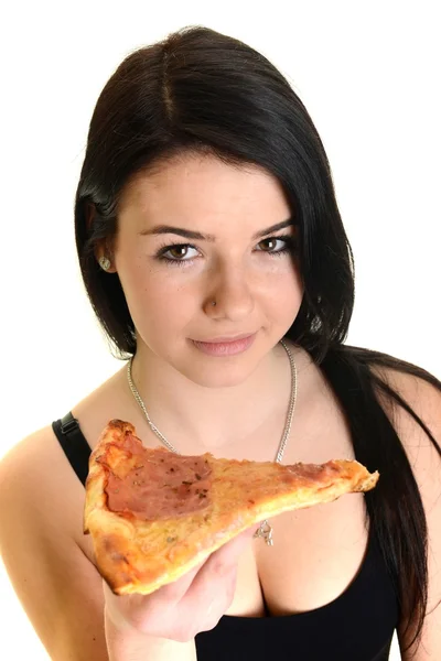 Girl eating a delicious pizza Royalty Free Stock Photos